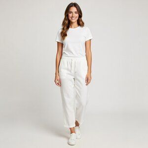 L.L. Bean Women's Beige Linen Drawstring Pants, Size 8